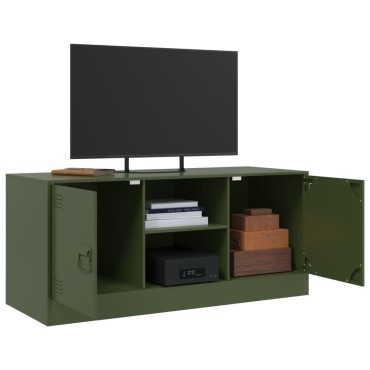 vidaXL Έπιπλο Τηλεόρασης Πράσινο Λαδί 99x39x44cm από Ατσάλι