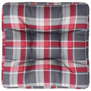 vidaXL Μαξιλάρι Παλέτας Κόκκινα Καρό 58x58x10cm από Ύφασμα