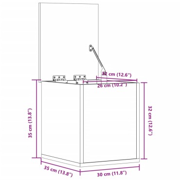 vidaXL Κουτί Αποθήκευσης Λευκό 30x35x35cm από Επεξεργασμένο Ξύλο 1 τεμ.