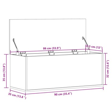 vidaXL Κουτί Αποθήκευσης Γκρι Σκυροδέματος 90x35x35cm Επεξεργ. Ξύλο 1 τεμ.
