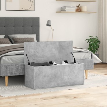 vidaXL Κουτί Αποθήκευσης Γκρι Σκυροδέματος 90x35x35cm Επεξεργ. Ξύλο 1 τεμ.