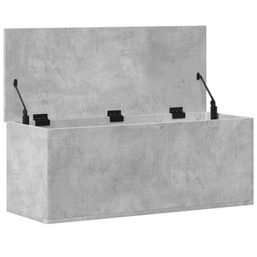 vidaXL Κουτί Αποθήκευσης Γκρι Σκυροδέματος 90x35x35cm Επεξεργ. Ξύλο 1 τεμ.