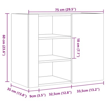 vidaXL Ντουλάπι Τοίχου Λευκό 75x35x60cm από Επεξεργασμένο Ξύλο 1 τεμ.