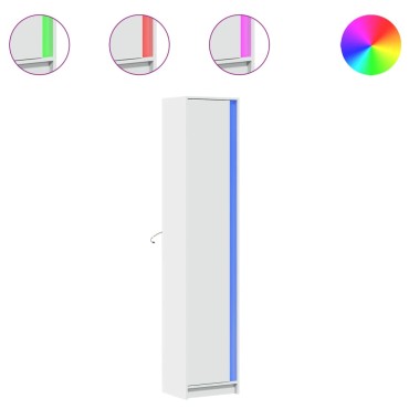 vidaXL Ντουλάπι με LED Λευκό 41,5x32,5x200cm από Επεξεργασμένο Ξύλο 1 τεμ.