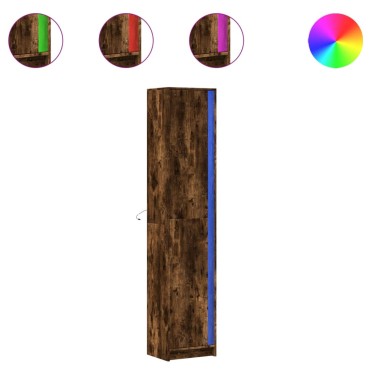 vidaXL Ντουλάπι με LED Δρυς 41,5x32,5x200cm από Επεξεργασμένο Ξύλο 1 τεμ.