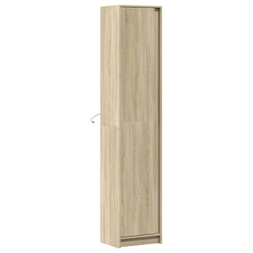 vidaXL Ντουλάπι με LED Δρυς 41,5x32,5x200cm από Επεξεργασμένο Ξύλο 1 τεμ.