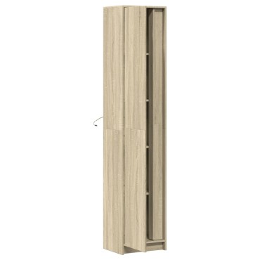 vidaXL Ντουλάπι με LED Δρυς 41,5x32,5x200cm από Επεξεργασμένο Ξύλο 1 τεμ.