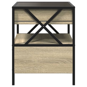vidaXL Τραπεζάκι Σαλονιού Άπειρο Φως LED Sonoma Δρυς 40x40x51cm 1 τεμ.