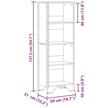 vidaXL Βιβλιοθήκη Καπνιστή Δρυς 50x31x137,5cm από Επεξεργασμένο Ξύλο 1 τεμ.