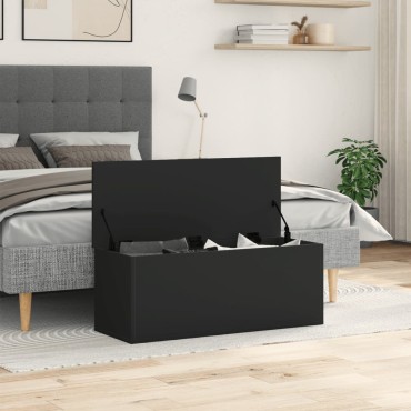 vidaXL Κουτί Αποθήκευσης Μαύρο 90x35x35cm Επεξεργασμένο Ξύλο 1 τεμ.
