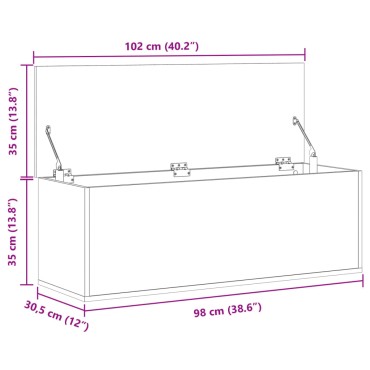 vidaXL Κουτί Αποθήκευσης Μαύρο 102x35x35cm Επεξεργασμένο Ξύλο 1 τεμ.