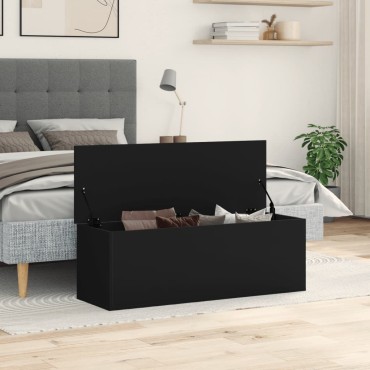 vidaXL Κουτί Αποθήκευσης Μαύρο 102x35x35cm Επεξεργασμένο Ξύλο 1 τεμ.