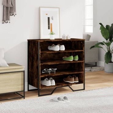 vidaXL Παπουτσοθήκη Καπνιστή Δρυς 80x38x78cm από Επεξεργασμένο Ξύλο