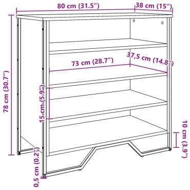 vidaXL Παπουτσοθήκη Καπνιστή Δρυς 80x38x78cm από Επεξεργασμένο Ξύλο