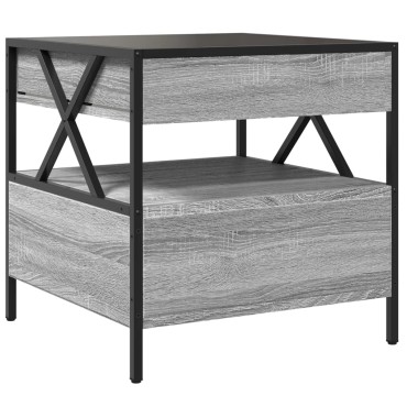 vidaXL Τραπεζάκι Σαλονιού Άπειρο Φως LED Γκρι Sonoma 50x50x51cm 1 τεμ.