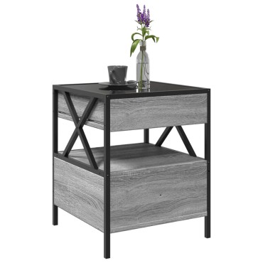 vidaXL Τραπεζάκι Άπειρο Φως LED Γκρι Sonoma 40x40x51cm 1 τεμ.