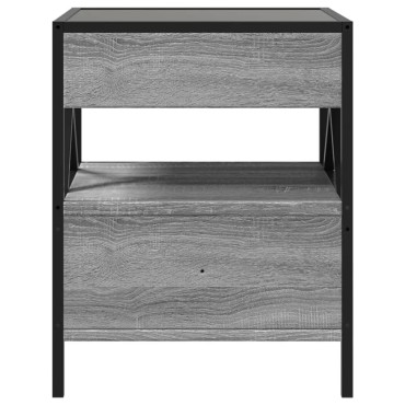vidaXL Τραπεζάκι Άπειρο Φως LED Γκρι Sonoma 40x40x51cm 1 τεμ.