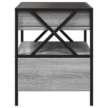vidaXL Τραπεζάκι Άπειρο Φως LED Γκρι Sonoma 40x40x51cm 1 τεμ.