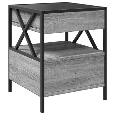 vidaXL Τραπεζάκι Άπειρο Φως LED Γκρι Sonoma 40x40x51cm 1 τεμ.