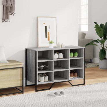 vidaXL Παπουτσοθήκη Γκρι Sonoma 90x38x61,5cm από Επεξεργασμένο Ξύλο