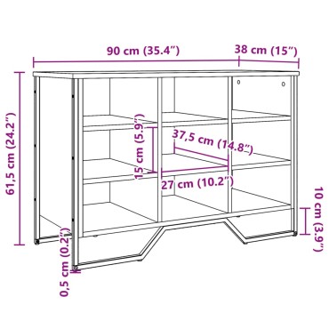 vidaXL Παπουτσοθήκη Γκρι Sonoma 90x38x61,5cm από Επεξεργασμένο Ξύλο