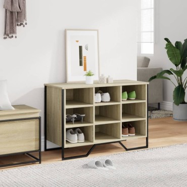 vidaXL Παπουτσοθήκη Sonoma Δρυς 90x38x61,5cm από Επεξεργασμένο Ξύλο
