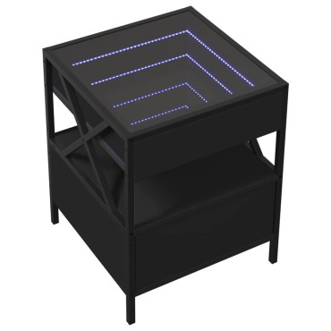 vidaXL Τραπεζάκι Σαλονιού Άπειρο Φως LED Μαύρο 40x40x51cm 1 τεμ.