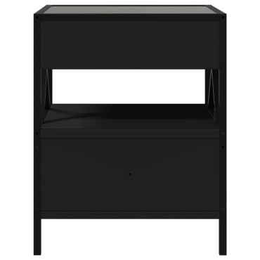 vidaXL Τραπεζάκι Σαλονιού Άπειρο Φως LED Μαύρο 40x40x51cm 1 τεμ.