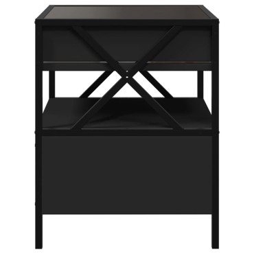 vidaXL Τραπεζάκι Σαλονιού Άπειρο Φως LED Μαύρο 40x40x51cm 1 τεμ.