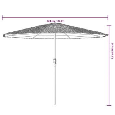 vidaXL Ομπρέλα Κήπου με LED/Ξύλινο Ιστό Χρώμα της Καφέ 324x324x247 εκ.