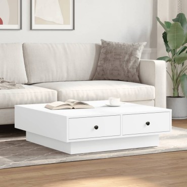 vidaXL Τραπεζάκι Σαλονιού Λευκό 90x90x28cm Επεξεργασμένο Ξύλο 1 τεμ.