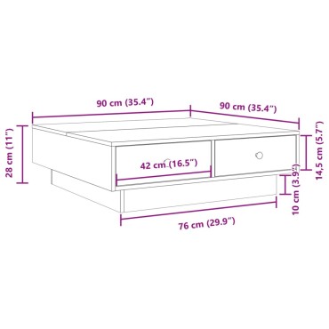vidaXL Τραπεζάκι Σαλονιού Λευκό 90x90x28cm Επεξεργασμένο Ξύλο 1 τεμ.