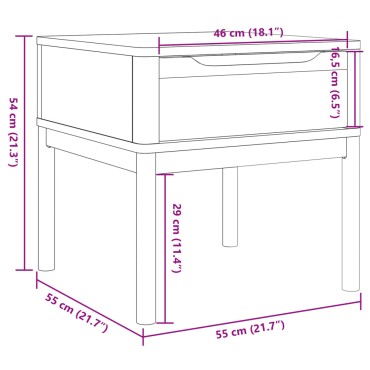 vidaXL Τραπεζάκι FLORO Γκρι 55x55x54cm από Μασίφ Ξύλο Πεύκου