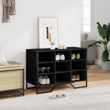 vidaXL Παπουτσοθήκη Μαύρη 90x38x61,5cm από Επεξεργασμένο Ξύλο