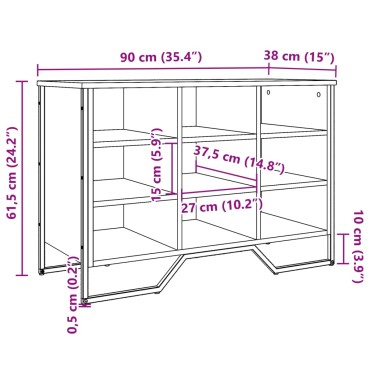 vidaXL Παπουτσοθήκη Μαύρη 90x38x61,5cm από Επεξεργασμένο Ξύλο