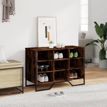 vidaXL Παπουτσοθήκη Καπνιστή Δρυς 90x38x61,5cm από Επεξεργασμένο Ξύλο