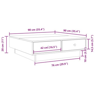 vidaXL Τραπεζάκι Σαλονιού Μαύρο 90x90x28cm Επεξεργασμένο Ξύλο 1 τεμ.