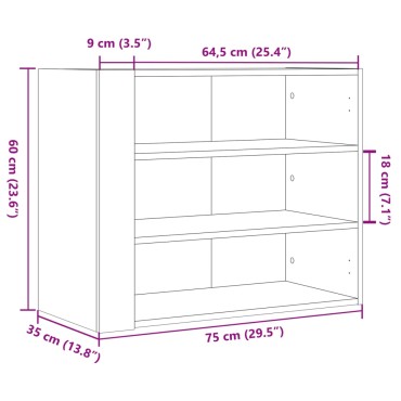 vidaXL Ντουλάπι Τοίχου Καφέ Δρυς 75x35x60cm Επεξεργασμένο Ξύλο 1 τεμ.