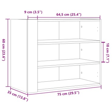 vidaXL Ντουλάπι Τοίχου Μαύρο 75x35x60cm από Επεξεργασμένο Ξύλο 1 τεμ.
