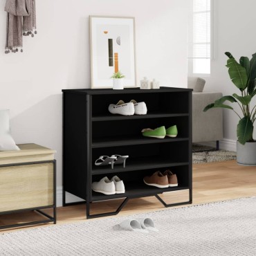 vidaXL Παπουτσοθήκη Μαύρη 80x38x78cm από Επεξεργασμένο Ξύλο