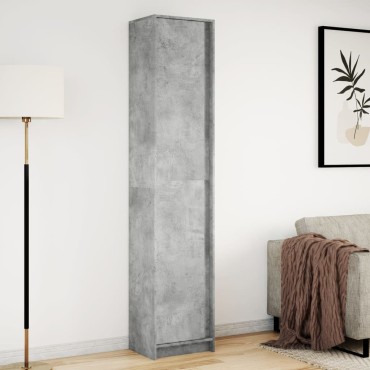 vidaXL Ντουλάπι με LED Γκρι 41,5x32,5x200cm από Επεξεργασμένο Ξύλο 1 τεμ.