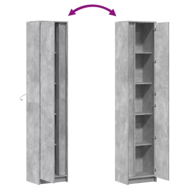 vidaXL Ντουλάπι με LED Γκρι 41,5x32,5x200cm από Επεξεργασμένο Ξύλο 1 τεμ.