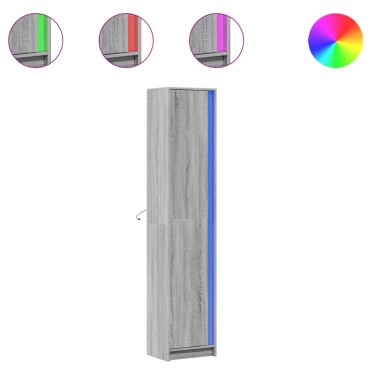 vidaXL Ντουλάπι με LED Γκρι 41,5x32,5x200cm από Επεξεργασμένο Ξύλο 1 τεμ.