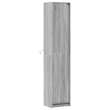 vidaXL Ντουλάπι με LED Γκρι 41,5x32,5x200cm από Επεξεργασμένο Ξύλο 1 τεμ.