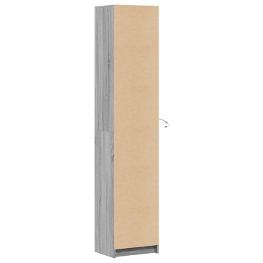 vidaXL Ντουλάπι με LED Γκρι 41,5x32,5x200cm από Επεξεργασμένο Ξύλο 1 τεμ.