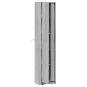 vidaXL Ντουλάπι με LED Γκρι 41,5x32,5x200cm από Επεξεργασμένο Ξύλο 1 τεμ.
