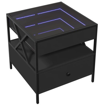 vidaXL Τραπεζάκι Σαλονιού Infinity LED Μαύρο 50x50x51cm 1 τεμ.