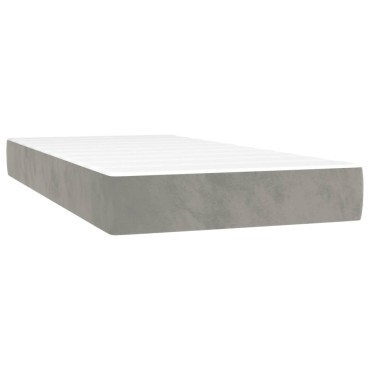vidaXL Στρώμα με Pocket Springs Ανοιχτό Γκρι 90x210x20cm Βελούδινο 1 τεμ. - Μονό
