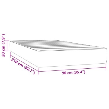 vidaXL Στρώμα με Pocket Springs Ανοιχτό Γκρι 90x210x20cm Βελούδινο 1 τεμ. - Μονό