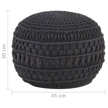 vidaXL Πουφ Χειροποίητο Μακραμέ Ανθρακί 45x30cm από Βαμβάκι 1 τεμ.